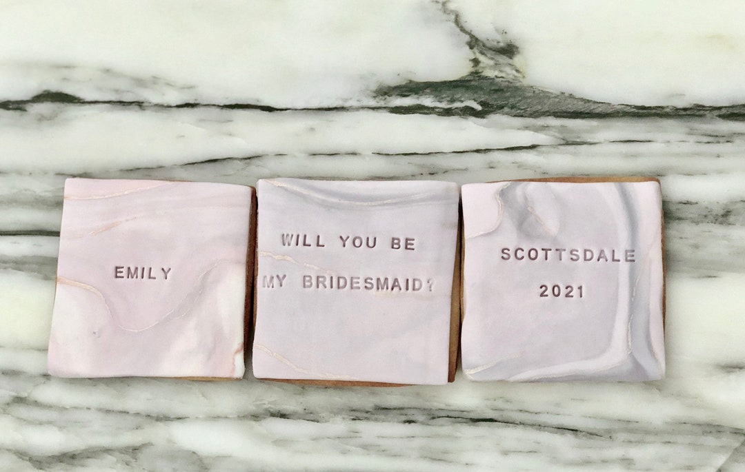 Marble Bridesmaid Proposal Personalized Cookies Set of 3 or 12 maid of