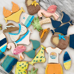 Summer time swimsuit cookies - 1 Dozen (birthday, wedding favor, baby shower, bridal shower, pool party, beach party)