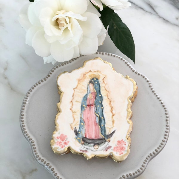 Our Lady of Guadalupe (Virgen de Guadalupe) hand painted cookie