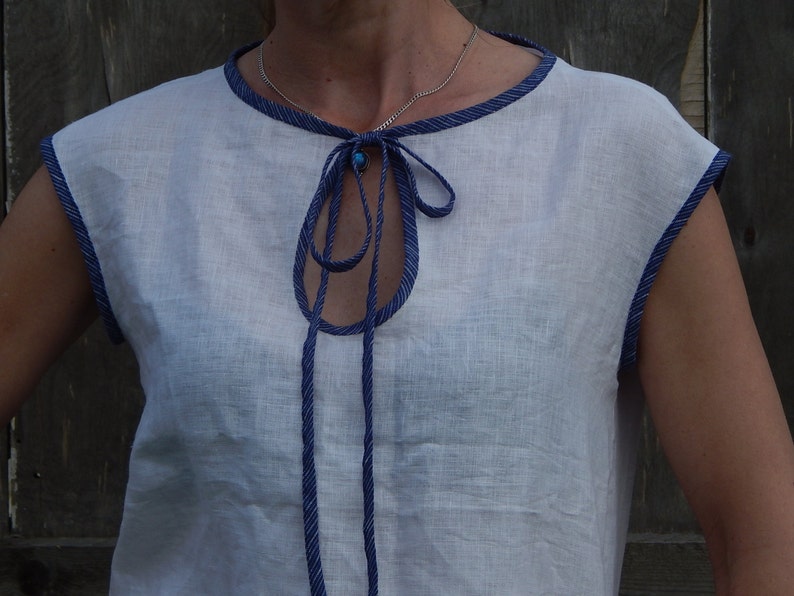 shirt Blouse Flax Shirt 100 /% Flax Hand Made Clothing for Her Size Small Linen T