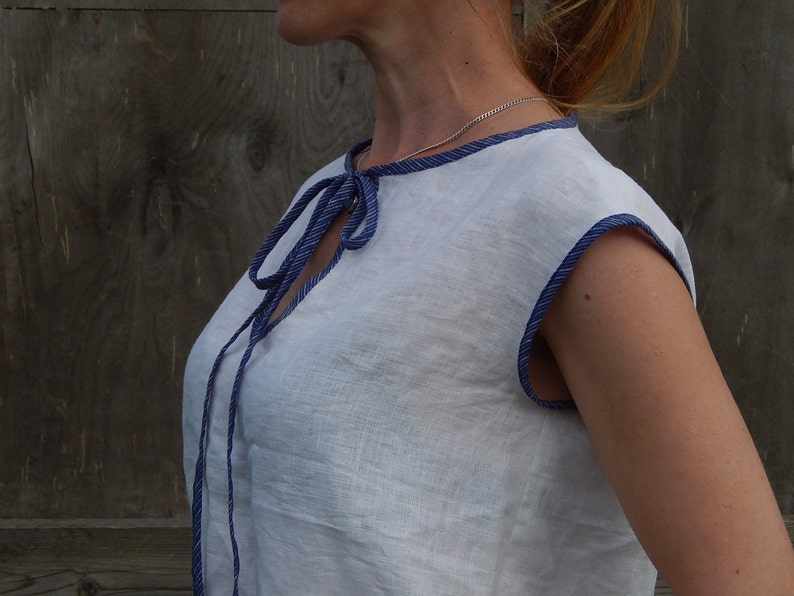 shirt Blouse Flax Shirt 100 /% Flax Hand Made Clothing for Her Size Small Linen T