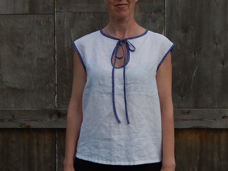 shirt Blouse Flax Shirt 100 /% Flax Hand Made Clothing for Her Size Small Linen T