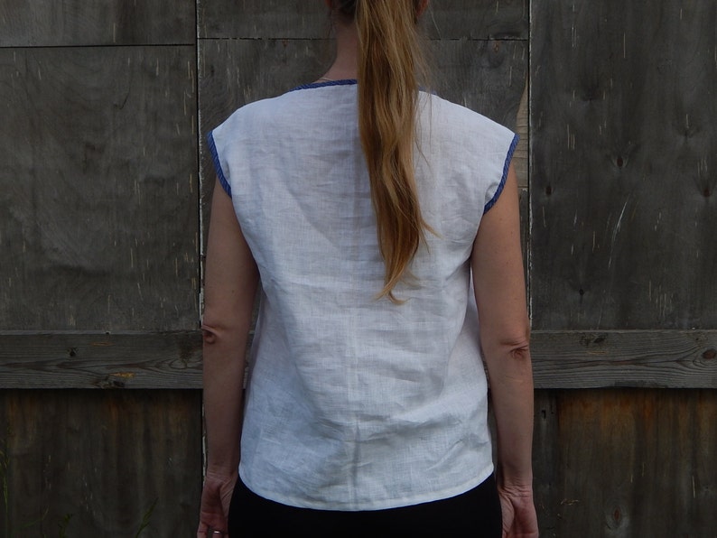 shirt Blouse Flax Shirt 100 /% Flax Hand Made Clothing for Her Size Small Linen T