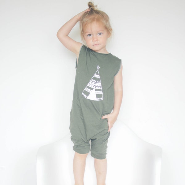 Baby Short Romper,Green Romper, Summer Romper, Unisex romper, Modern clothes