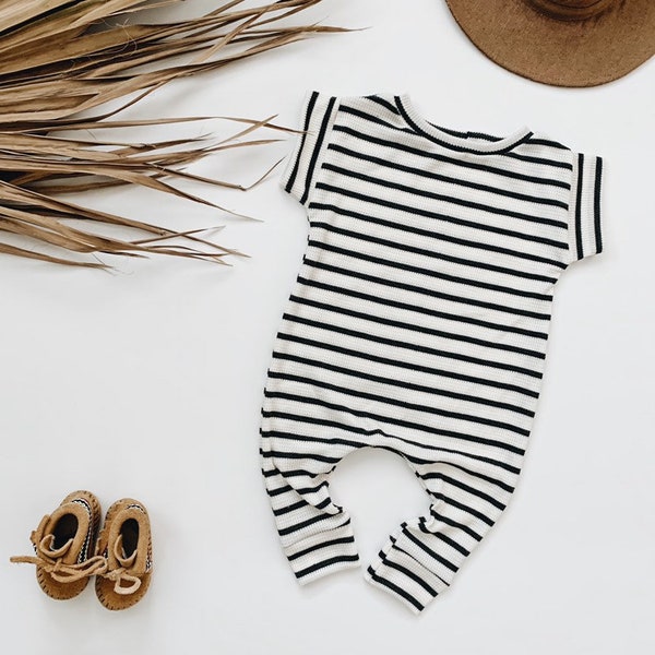 Harem style romper, Striped  Romper,  Ribbed Romper, Minimalist Clothes