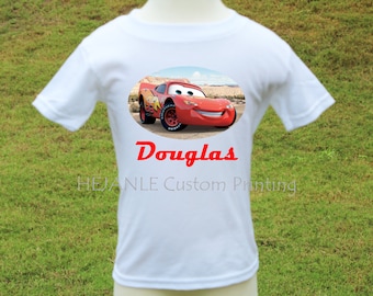 Rayo McQueen impreso camiseta - camisa personalizada de coches - coche rojo dibujos animados niño camiseta impresa