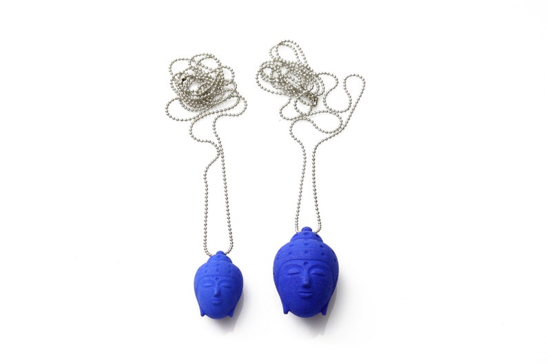 Blue Buddha necklace 3D printed Buddhist pendant
