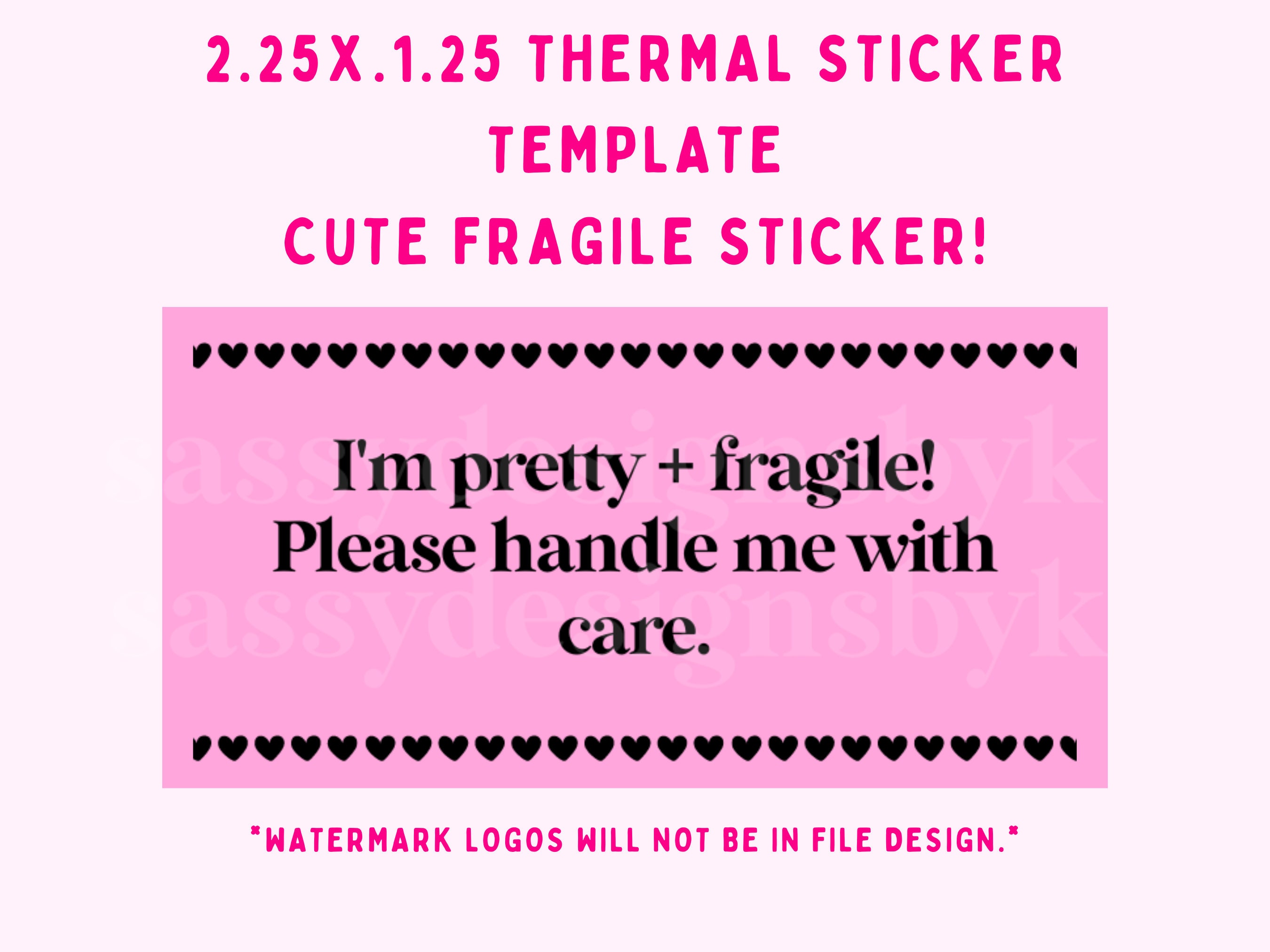 Please Handle With Care Pink Heart Stickers, Packaging Stickers