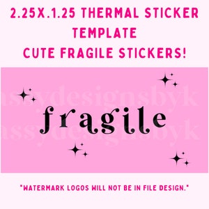 Fragile PNG Thermal Printer label Sticker png Download Small business sticker label 2.25&quot; x 1.25&quot;