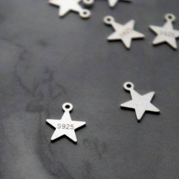 3pcs 925 sterling silver star pendant, minimal geometric bracelet tag, silver star charm, star pendants, geometric pendants