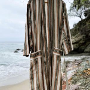 Cotton Striped Bathrobe, Lightweight Bathrobe, Linen Kimono Robe, Natural Bridesmaid Robe, Linen Loungewear Robe, Ethically Made Gift Robe