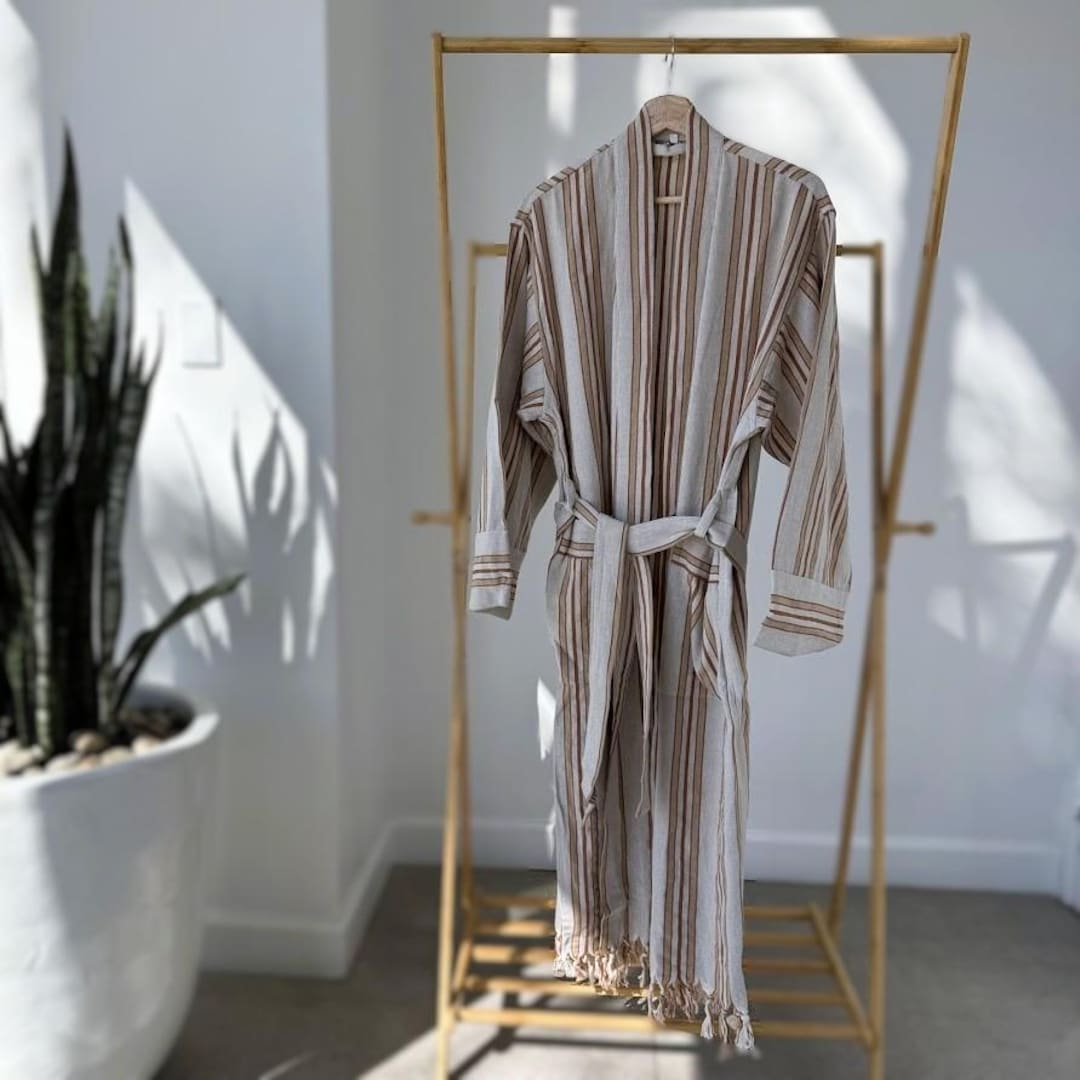 Presidential Turkish Robe Handwoven Turkish Cotton Robe – Cinnamon, Burnt Orange Beach Cover-up ...