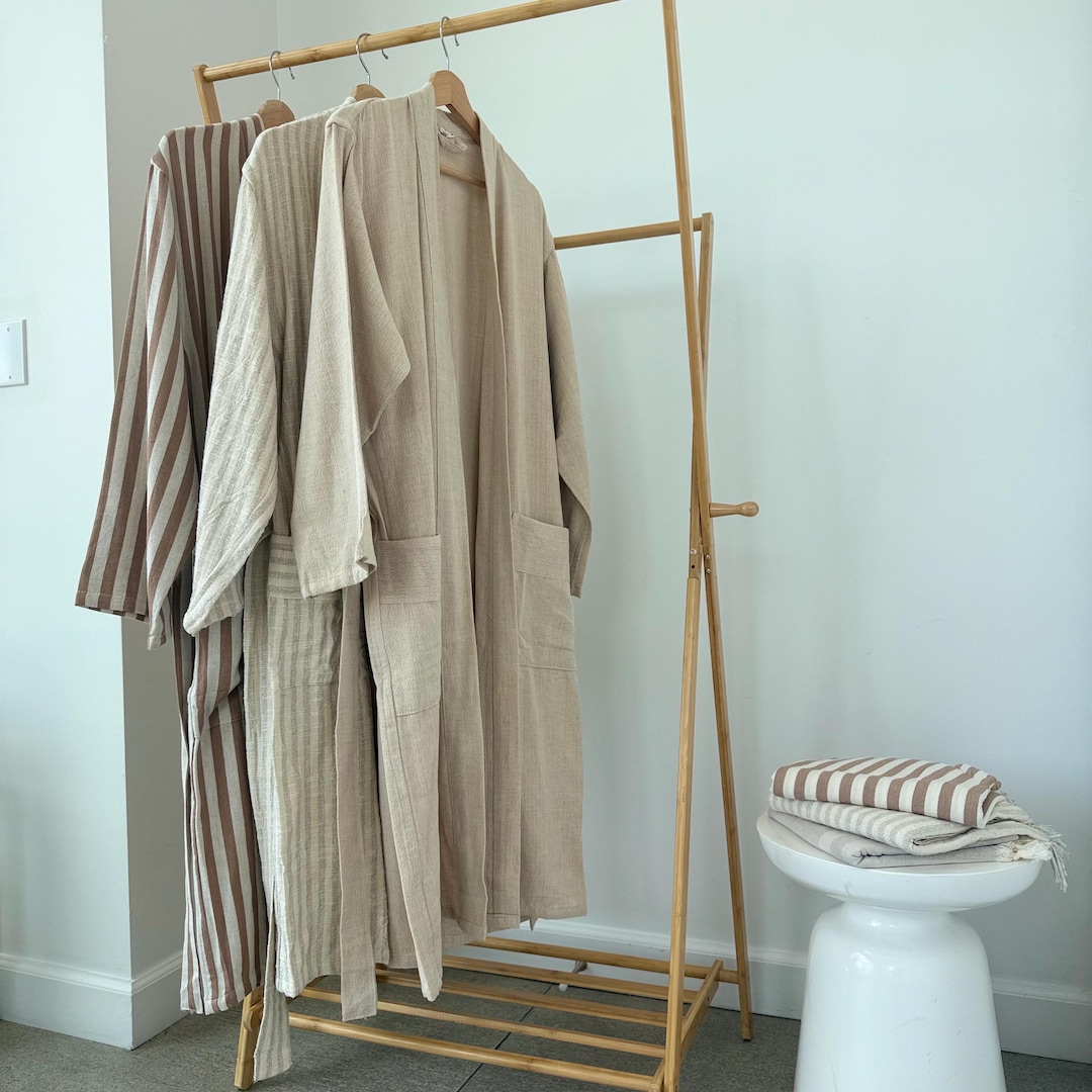 Lien Robe Turkish Cotton & Linen Robe: Lightweight Loungewear Bathrobe - Etsy
