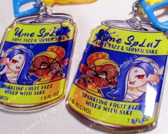 Splatoon 3 Shiver Frye Drink Double Sided Resin Keychain - Ume Splat - Yellow Finding and Blue Soda Tab - Anime Cocktail - 2in or 50mm