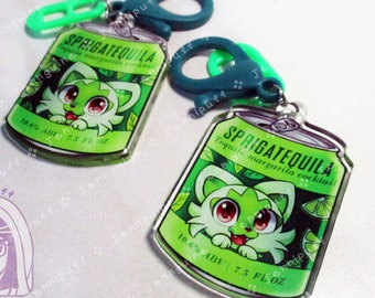 Spritagito Drink Double Sided Resin Keychain - Sprigatequila - Green Finding and Green Soda Tab - Anime Cocktail - 2in or 50mm