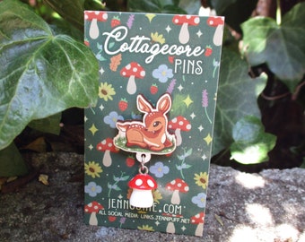 Check Shop Announcement Cottagecore Wooden Pin - Woodland Deer - NO RESTOCKS when sold out