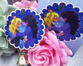 Check Shop Announcement Deltarune Susie x Noelle  Wooden Christmas Ornament (read description) | Comes with a 4x6in Print of Artwork