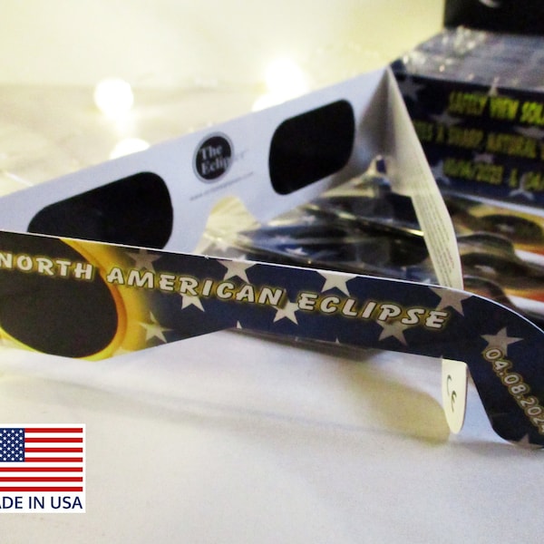 Total Solar Eclipse Paper Glasses ISO 12312-2 Certified NASA Approved Made in USA Single/2 pack/4 pack, April 8 2024 Filter Sun Observation