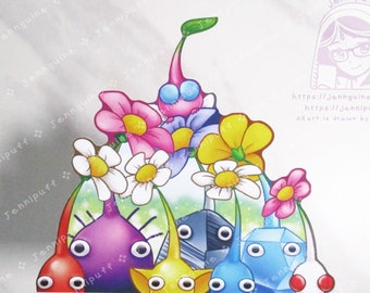 Pikmin Bloom Flower 4in Peeker Peeking Sticker Die-Cut Decal Cute Kawaii Retro Anime Gift Peek Video Game Flowers Blossom Leaves Cozy Game C