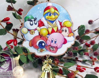 Kirby Wooden Christmas Ornament | Includes 4x6in Print | Kirby, WaddleDoo, WaddleDee, Chilly, King Dedede Holiday Ornament Decoration Gift