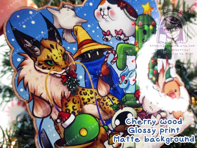 Fínal Fàntàsy Wooden Christmas Ornament Includes 4x6in Print Cóeurl