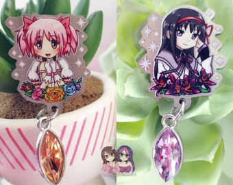 Mad0ka H0mura Puella Mag! Mad0ka Mag!ca Eco Stainless Metal Pin with Crystal - Not Enamel Pin -  Last 1 No Restock
