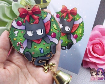 Final Stock No Restock - Sakamoto Cat Nichijou Wooden Christmas Ornament (read description) | Comes with a 4x6in Print of Artwork