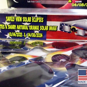 Total Solar Eclipse Paper Glasses ISO 12312-2 Certified NASA Approved Made in USA Single/2 pack/4 pack, April 8 2024 Filter Sun Observation image 7