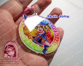 Dark Magicían Girl Rainbow Double Sided Resin Keychain - Pink Finding - YuGíOh Cute Kawaii Pink Multicolor Magical Circle - 2in or 50mm