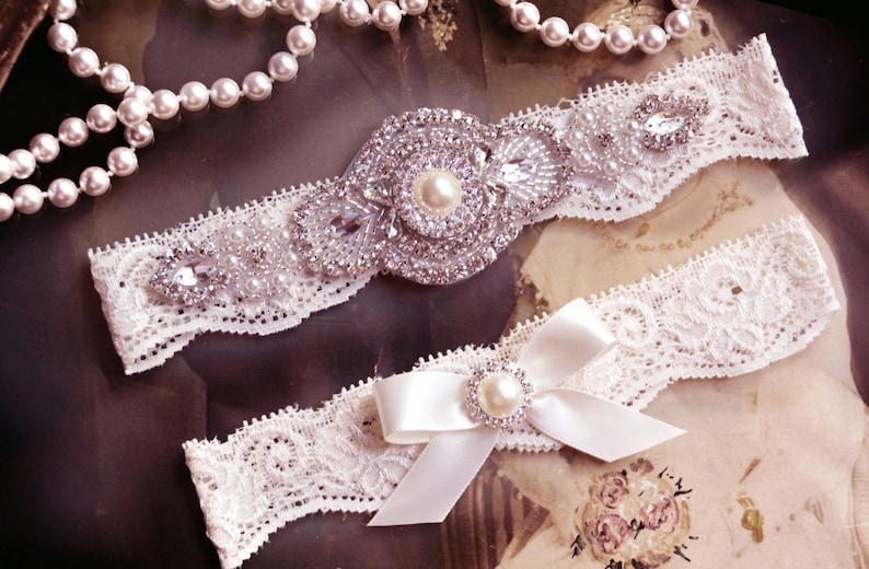 Ivory Lace Garter Bridal Garter Toss Garter Ivory Bridal Garter Ivory Garter Wedding Shabby Chiffon Rosette Ivory
