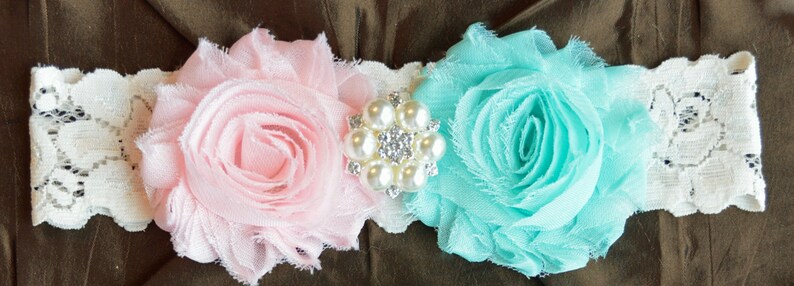 Pink Garter Light Pink and Mint Garter Set Bridal Garter White Lace Wedding Garter Wedding Garte ON SALE Wedding Garter Mint Garter