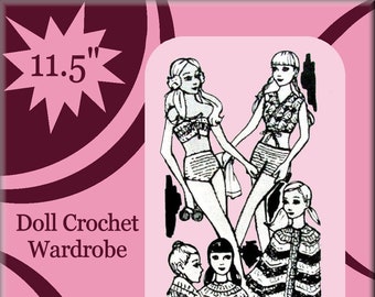 7355 Bikini Crochet &  Wardrobe Doll Pattern 11.5 Fits Barbie Dolls 
