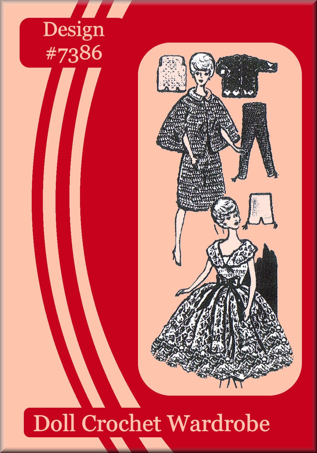 Vintage Barbie Crochet Pattern Design 7386 - Etsy