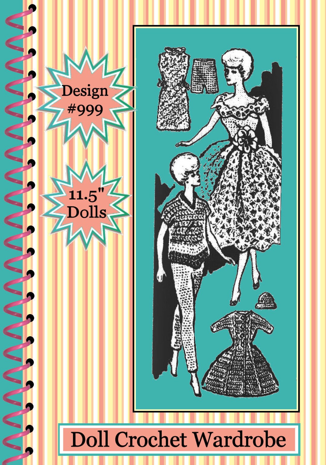 Vintage Barbie Crochet Pattern Design 999 Doll Clothes - Etsy