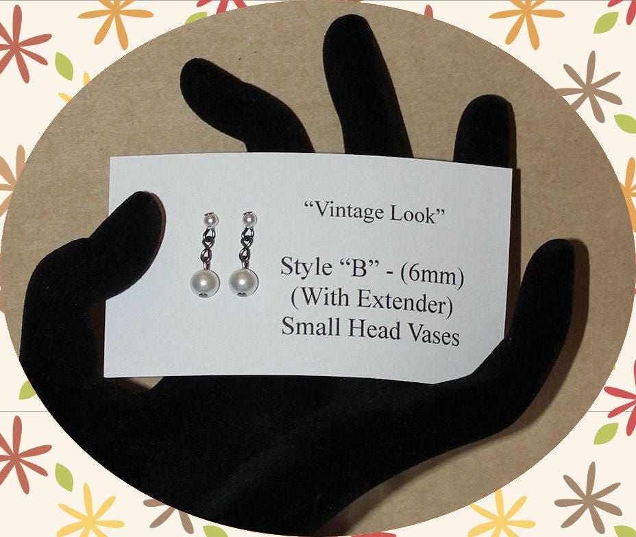 STYLE B - Replacement Headvase Head Vase Earrings Vintage Or Gold Finish "By The Pair" Headvase Jewelry Head Vase Jewelry