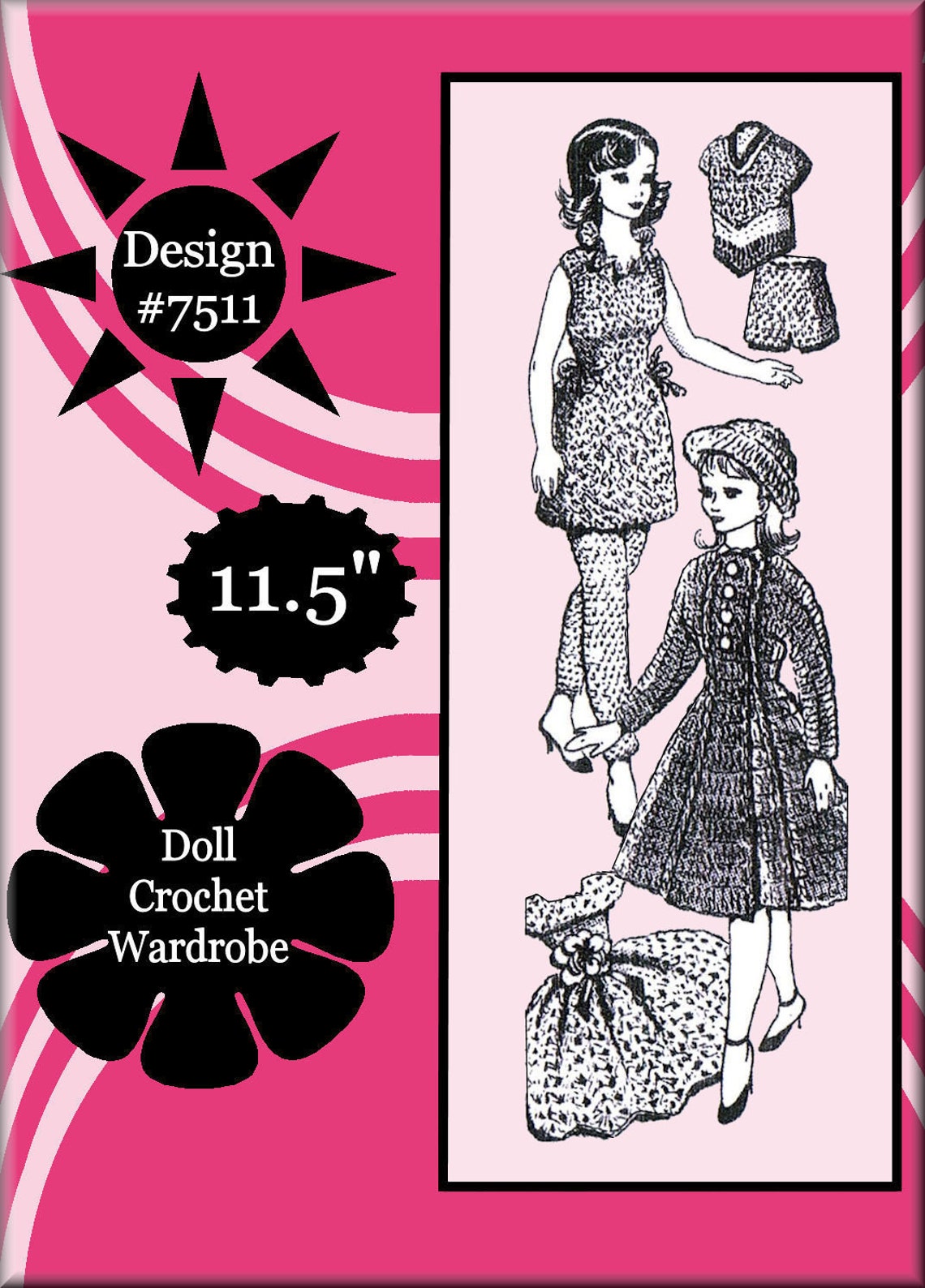 Vintage Barbie Crochet Pattern Design 7511 Doll Wardrobe | Etsy
