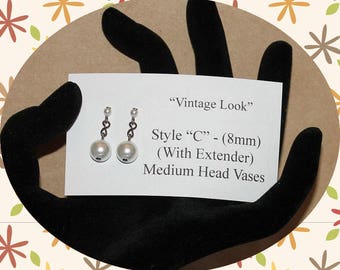 STYLE C - Replacement Headvase Head Vase Earrings Vintage Or Gold Finish &quot;By The Pair&quot; Headvase Jewelry Head Vase Jewelry