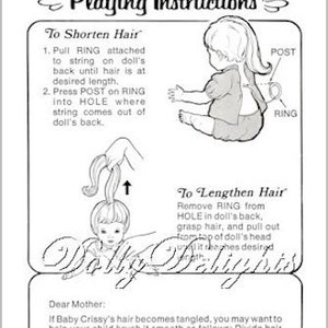 Instruction Sheet For A Ideal BABY CRISSY Doll 1973