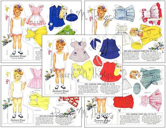 10 Vintage Miss Sunbeam Paper Doll Sheets on CD Etsy