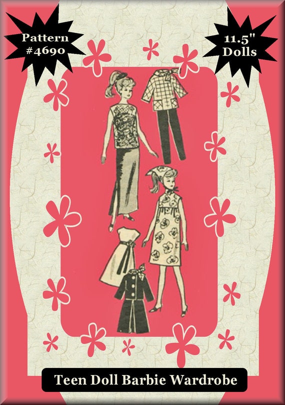 4690 Doll Wardrobe Pattern Fits Barbie Dolls 11-1//2/"