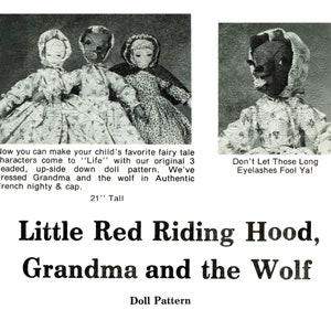 Little Red Riding Hood Grandma Wolf ~Topsy Turvy Doll Pattern
