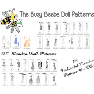Fashiondol Mannequin Doll Patterns On CD (12.5&quot;) 32 Plus Patterns