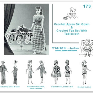 173 KNIT & CROCHET Doll Wardrobe Pattern And Tea Set Doll Wardrobe Made For Vintage B and 11.5&quot; Dolls