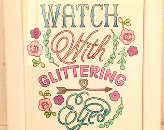 Watercolor painting with white frame