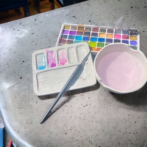 Set per pittura ad acquerello palette in ceramica