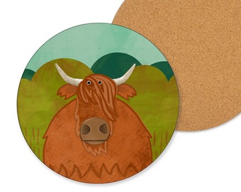 Highland Cow Coaster, Highland Cow gift