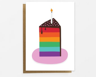 Rainbow Card, LGBTQ+ Card, Rainbow Cake Greeting Card