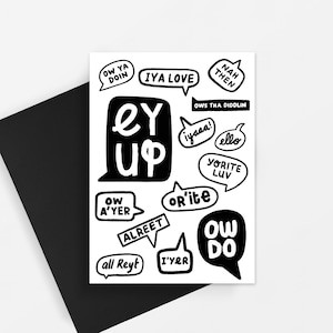 Yorkshire Slang Hello Greeting Card A6, Yorkshire Dialect, Northern
