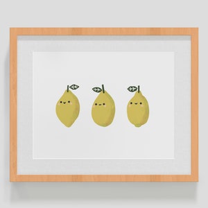 Impression d'art de beaux citrons, impression d'art mignonne, fruit mignon, art mural