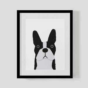 Boston Terrier Dog Print,  Dog Art Print, Dog Illustration, Pet portrait